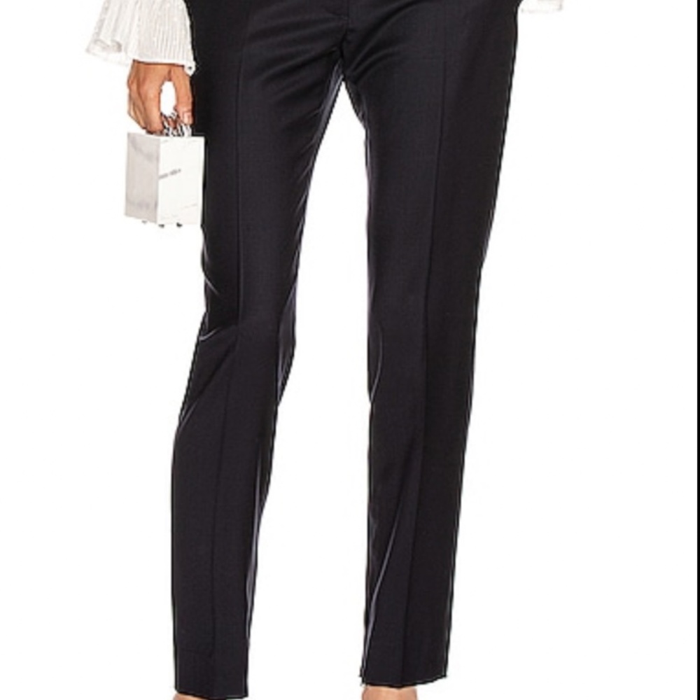 NILI LOTAN Leo wool-blend twill slim-leg pants Navy size 4 NWT